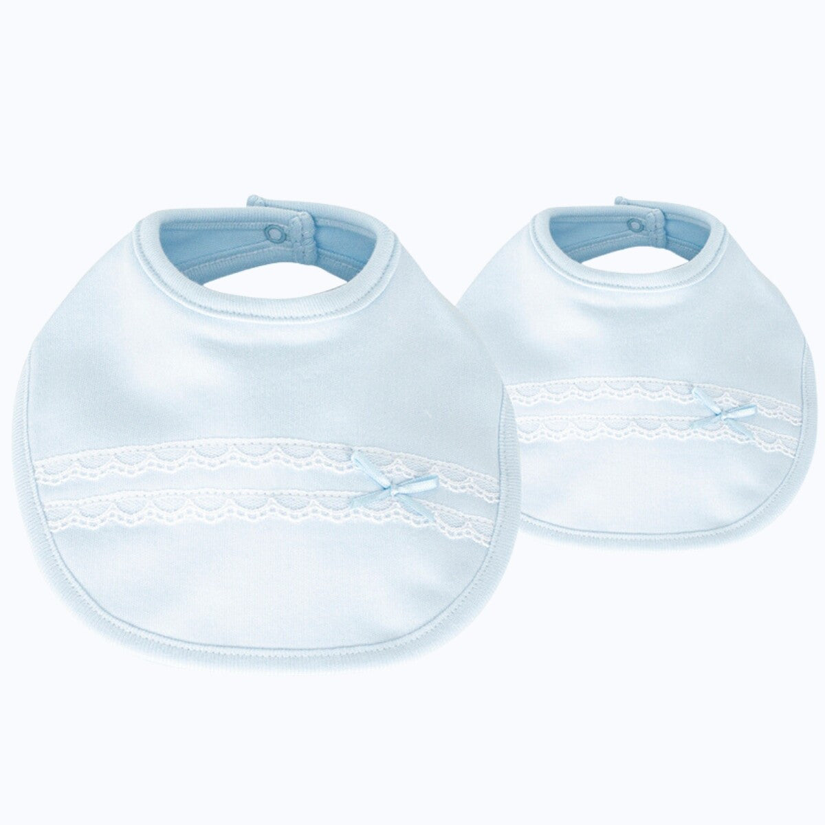 Pack de dos baberos con puntilla. 100% Algodón. Fabricado en España.