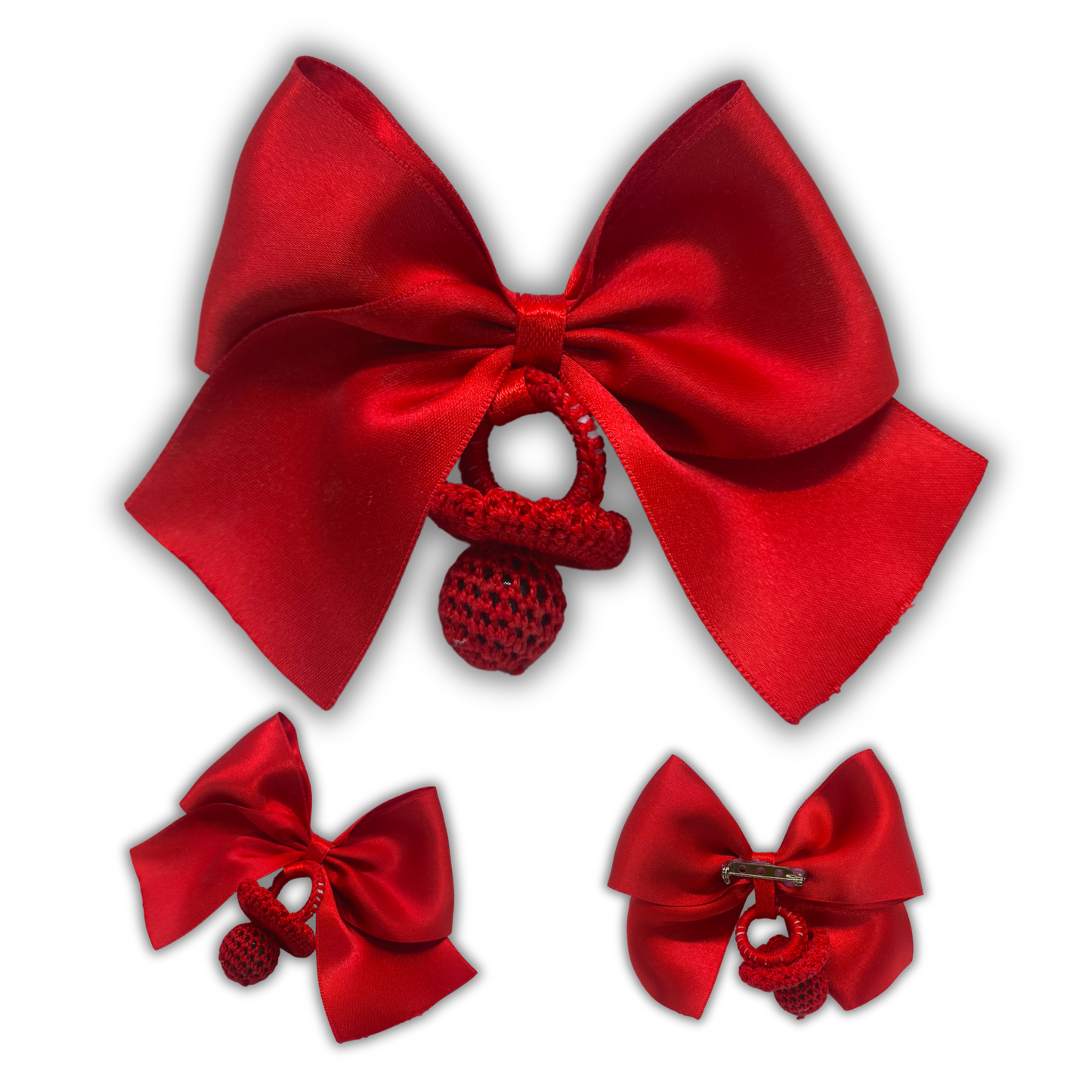 Pita Home®️ Amuleto Protector, Broche Lazo Rojo para el mal de ojo para bebés, con Chupete Rojo.