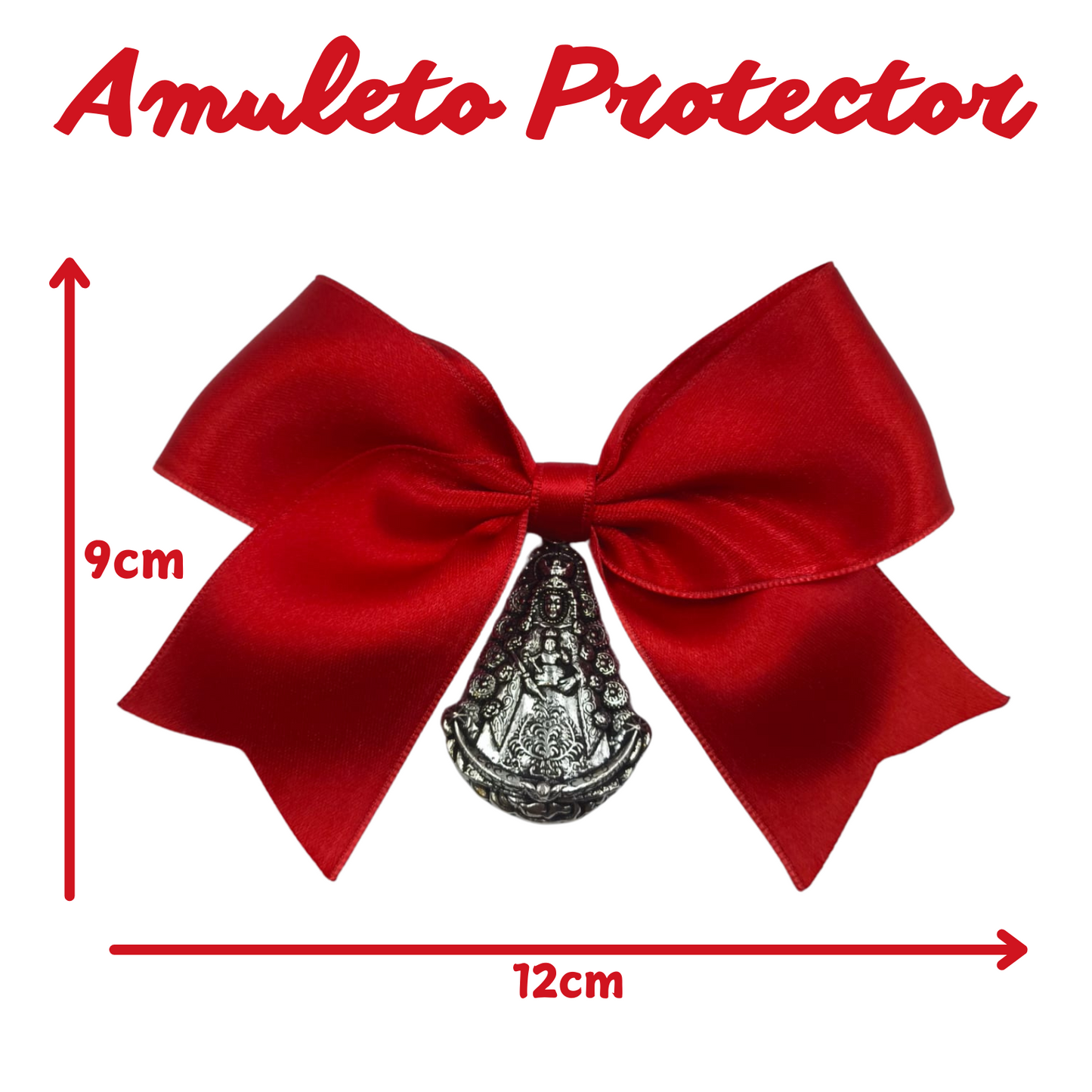 Pita Home®️ Amuleto Protector, Broche Lazo Rojo para el mal de ojo para bebés, con Medalla de la Virgen del Rocío.