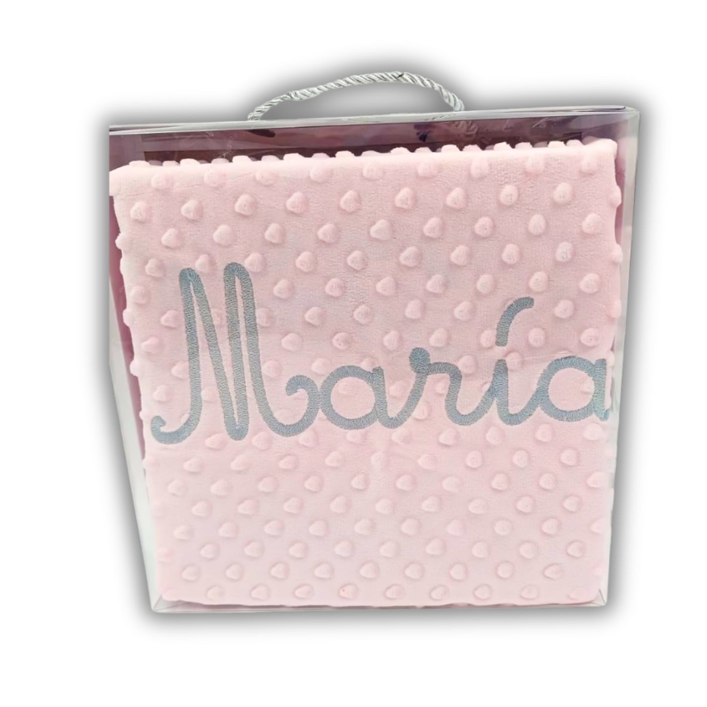 Pita Home®️ Cesta con Manta + Dodou + 3 Gasas + Caramelo + Broche Personalizado con Nombre y color, para Recién Nacidos