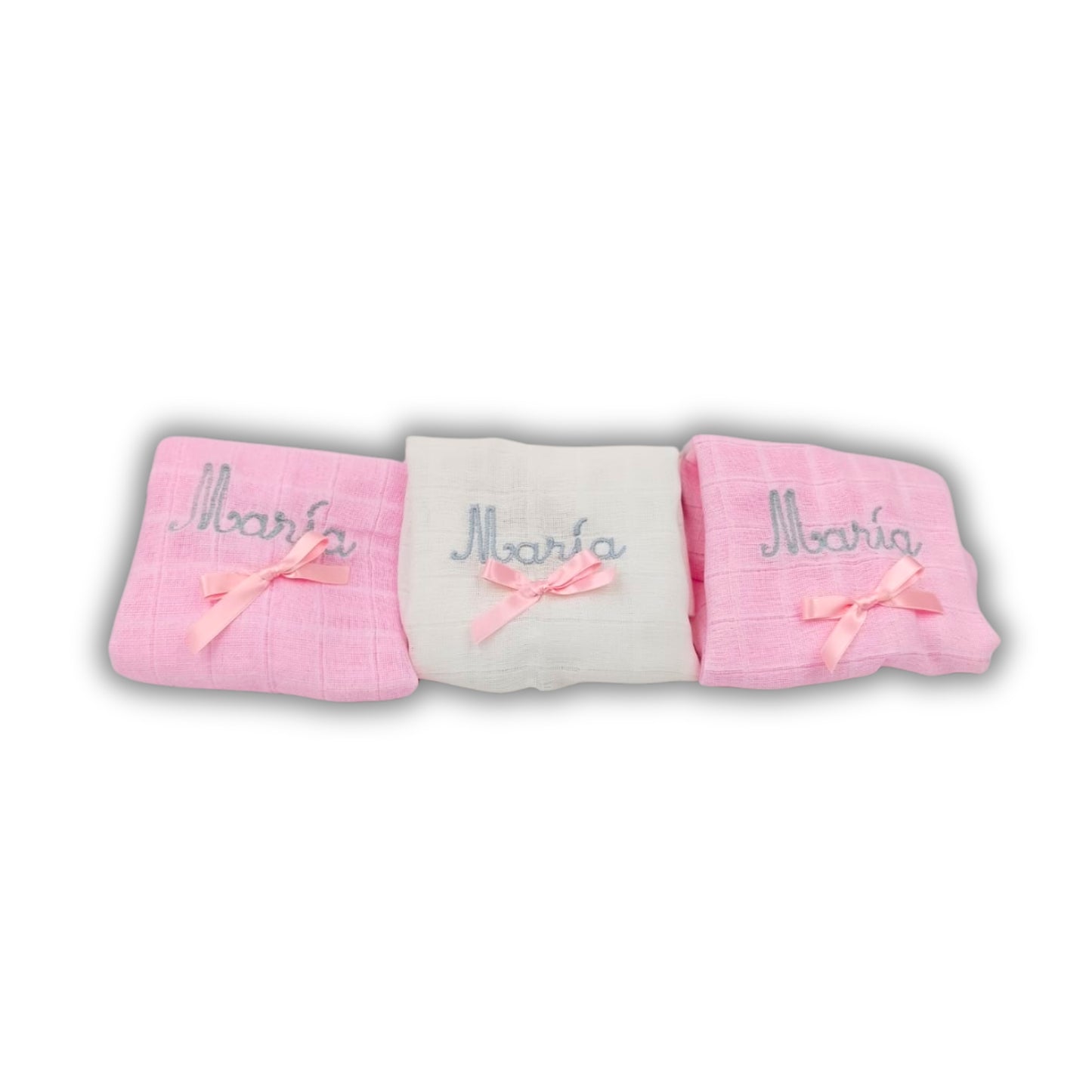 Pita Home®️ Cesta con Manta + Dodou + 3 Gasas + Caramelo + Broche Personalizado con Nombre y color, para Recién Nacidos