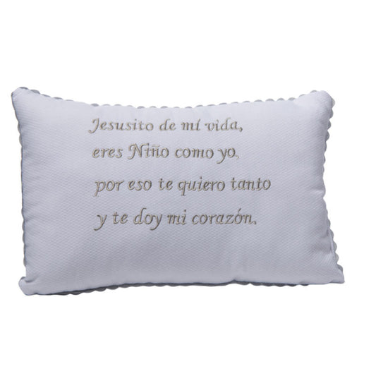 Cojin de Bebé "Jesusito de mi vida" Gris 30cm