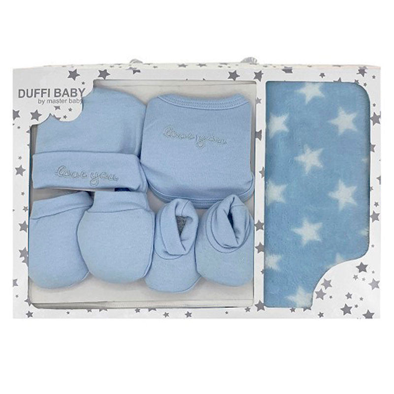 Set de Bebé 6 Piezas con Manta Estrellas 80x110cm Azul