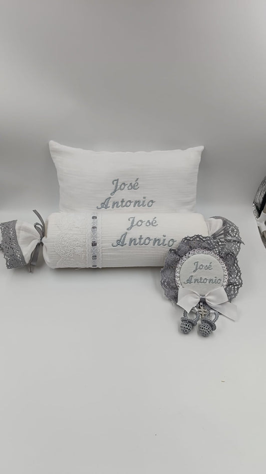 PITA HOME® Conjunto personalizado de cojín, caramelo y Broche.