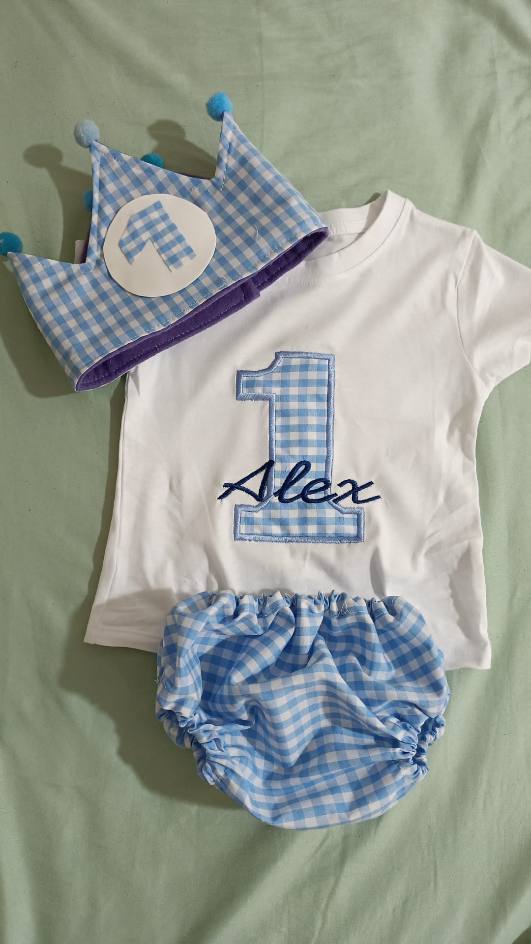 PITA HOME® Conjunto de ropa de cumpleaños personalizado con corona, camiseta o body y pantalón o braguita.