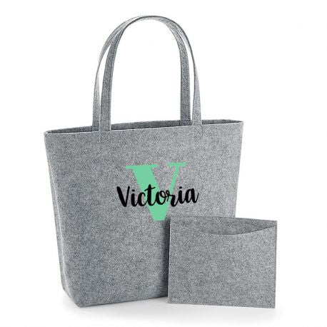 Bolso Shopper fieltro Gris Incial Color + Nombre