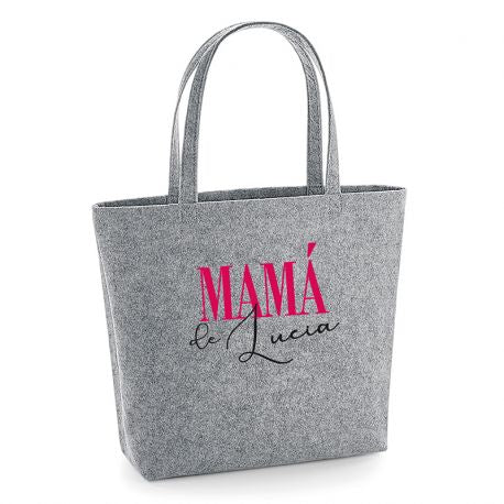 Bolso Shopper fieltro Gris Mami de + Nombre