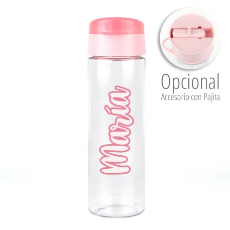 Botella Caligrafía Rosa 600 ml personalizada sin accesorio