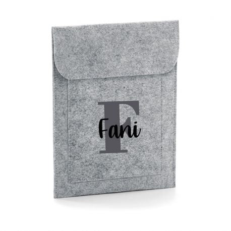 Funda Tablet Shopper fieltro Gris Inicial Color + Nombre