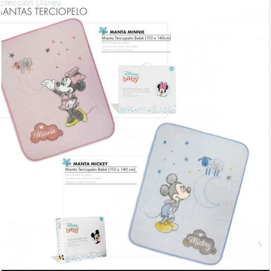 Manta cuna terciopelo Mickey o Minnie