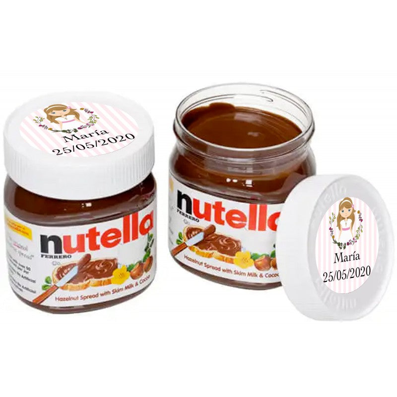 Nutella 25 gramos personalizada con adhesivo de comunión niña