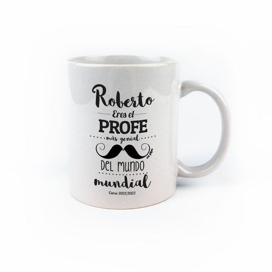 Taza cerámica (Nombre) Profe personalizada