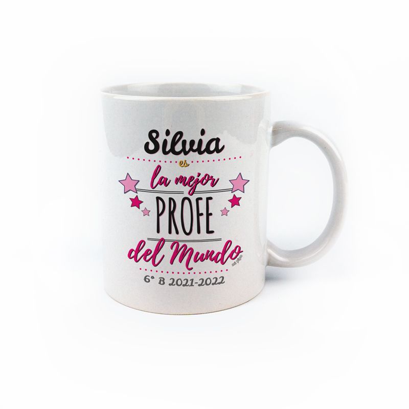 Taza cerámica (Nombre) Profe personalizada