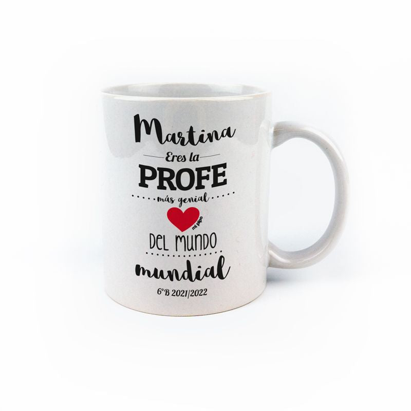 Taza cerámica (Nombre) Profe personalizada